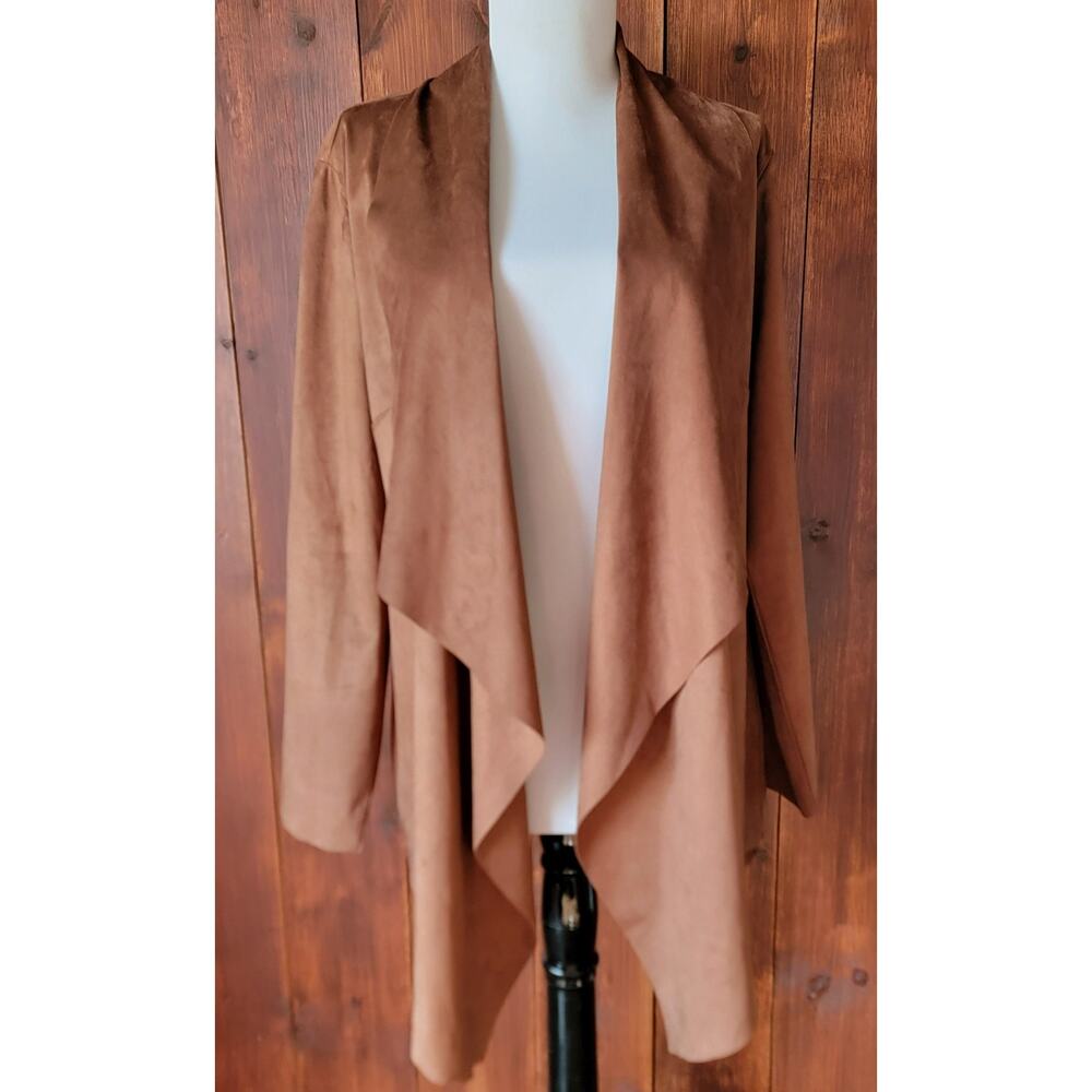 Soft Surroundings Shape Drape Faux Suede Jacket Women's M‎ Brown Western Cowgirl